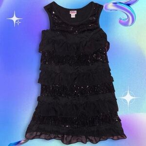 vtg y2k justice mcbling sequin tiered ruffle tie-back tank top, sz y10/adult xxs